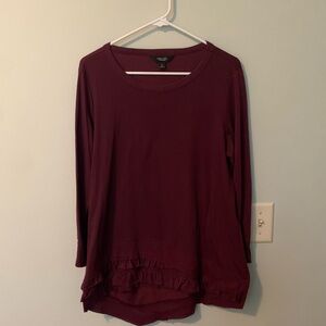 Simply Vera maroon, ruffled sweater